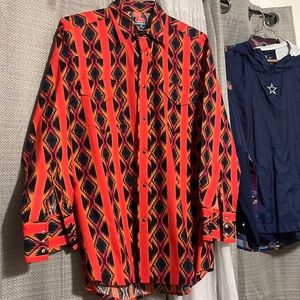 Vintage single stitch cut, pearl snap Button down long sleeve shirt